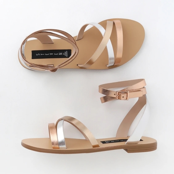Pretty Steven Steve Madden Metallic Leather Sandal - Picture 4 of 7